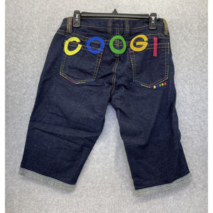 COOGI Vintage Y2K Kidcore Dark Wash Denim Shorts Bermuda Logo Waist 32 spellout